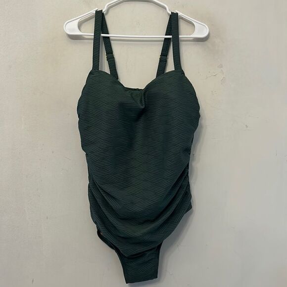 Kona Sol dark green high coverage one piece swimsuit Size 18W New - Picture 1 of 9